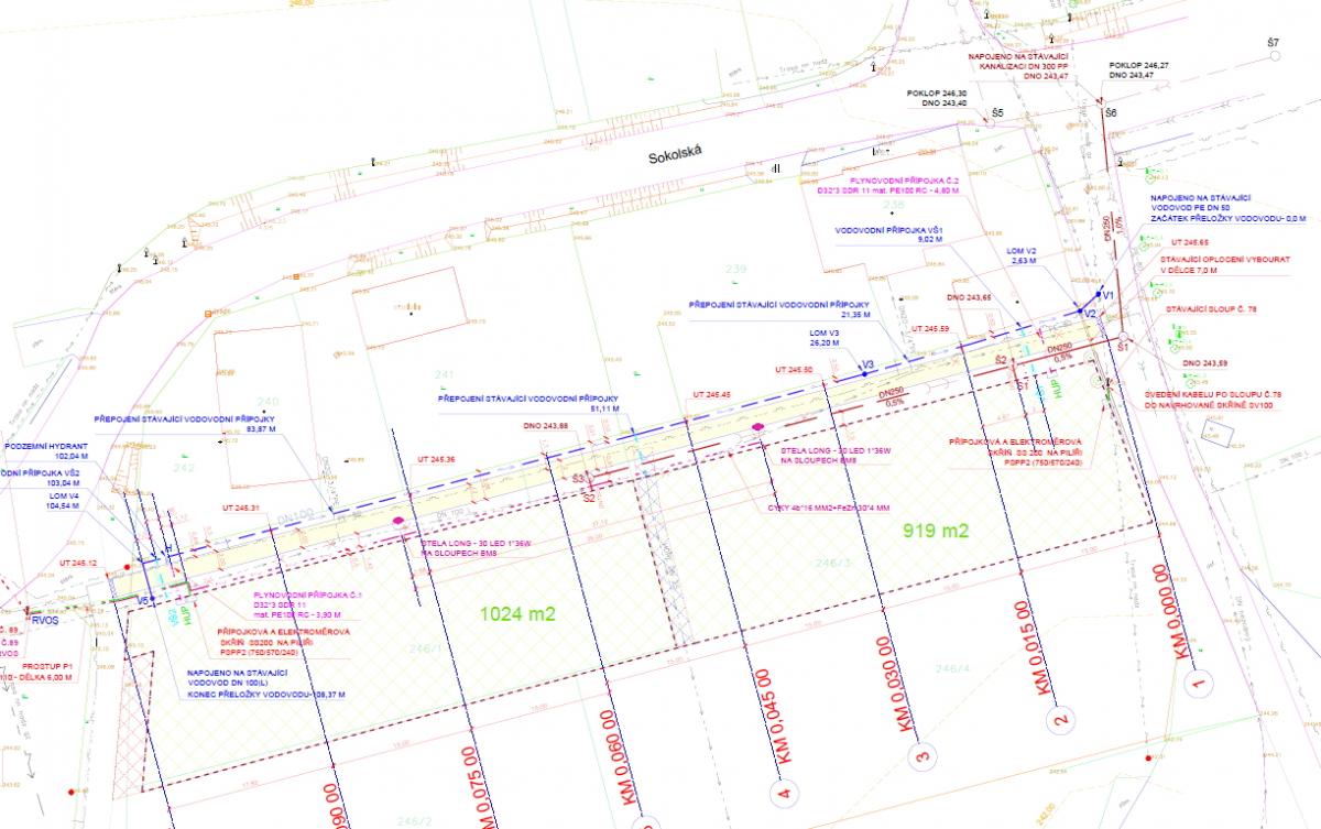 Řešení chodníku mezi parc. č. 249 a 177 + sítě ke stavebním parc. č. 246/1 a 246/3 v městské části Bohumín – Záblatí