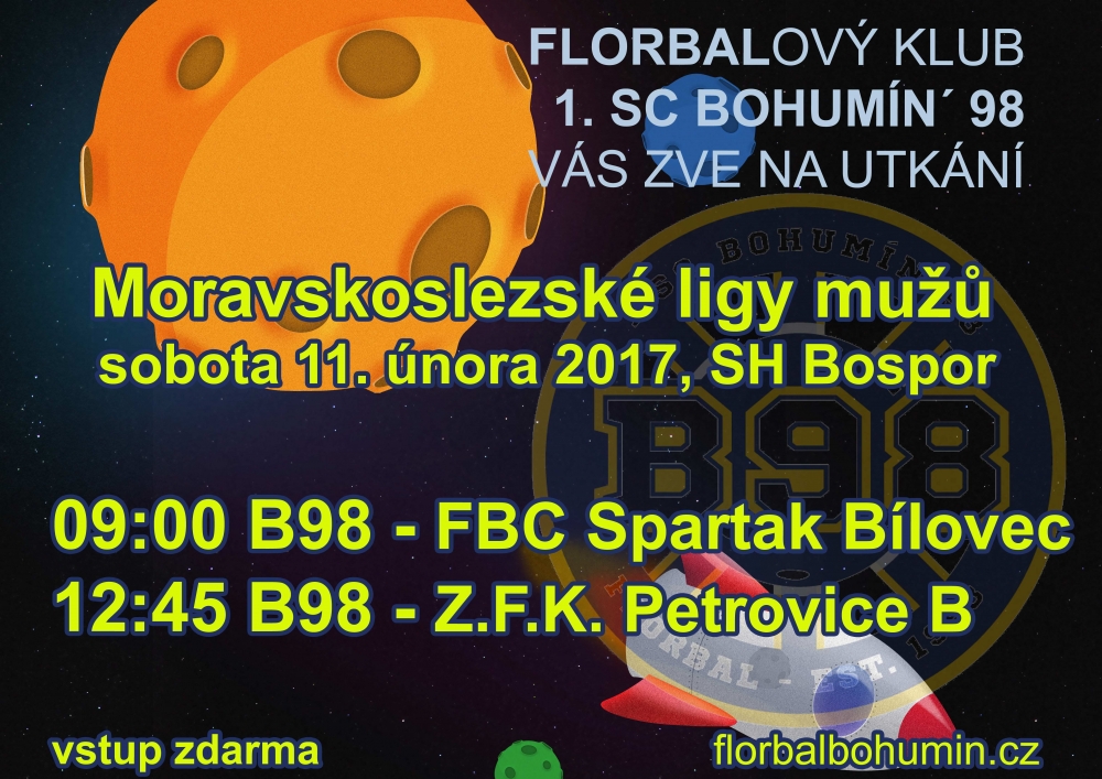 Florbalisté Bohumína v sobotu proti Bílovci a Petrovicím