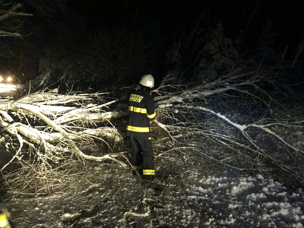 Hasiče zaměstnaly stromy, které nezvládly zatížení mokrým sněhem