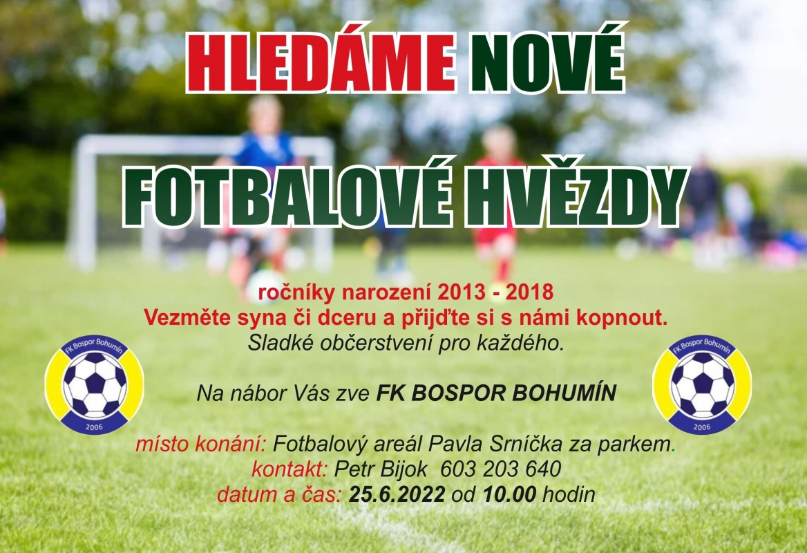 Fotbalový Bospor pořádá nábor dětí, nabídne sportovní dopoledne