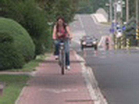 Cyklisté na cyklostezce - przedstawić wideo