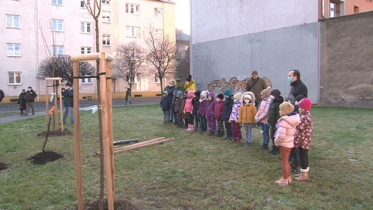 První tři stromy pro nový miniparčík generací - show video